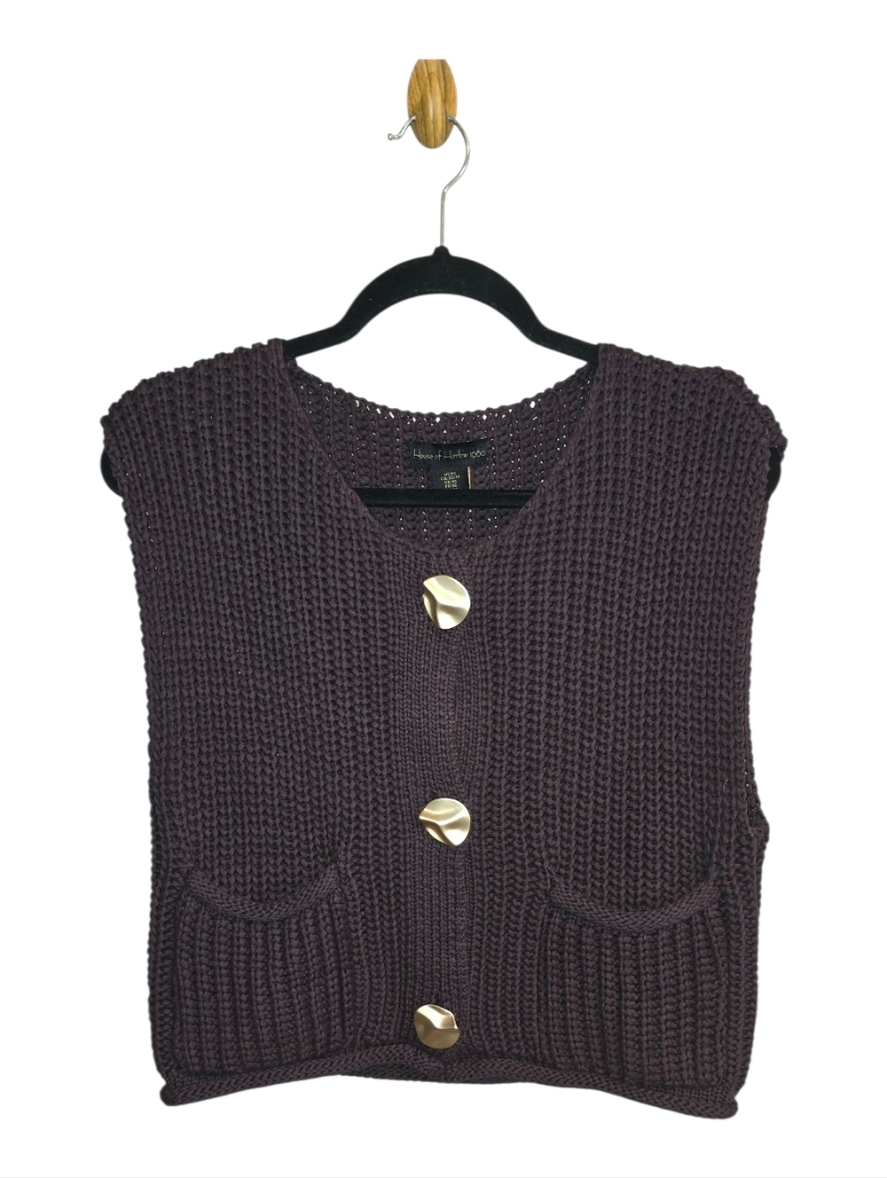 House of Harlow 1960 Knit Vest Brown XS - Picture 2 of 10